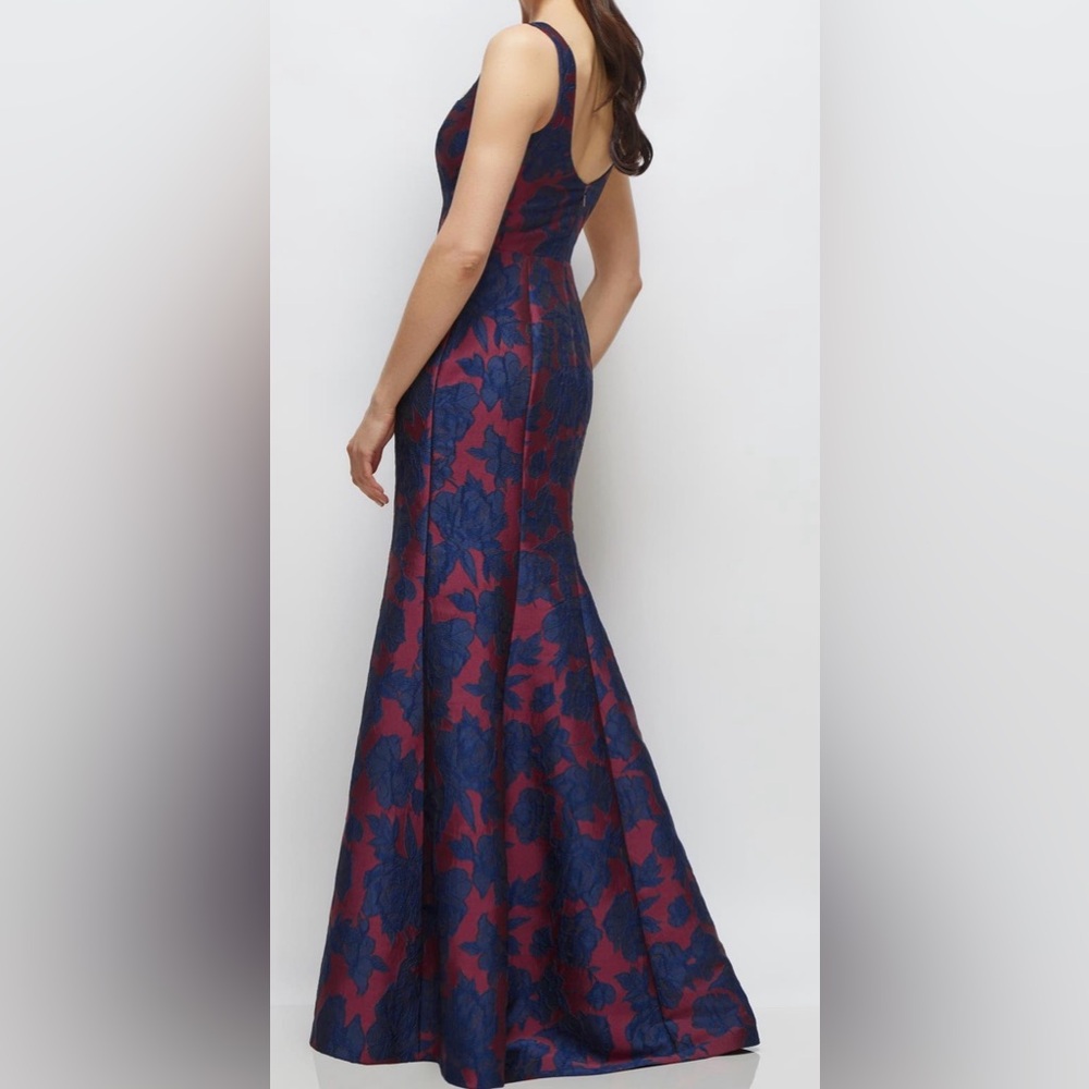 Dessy Collection Navy & Burgundy Floral Dress